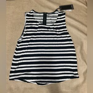 Black and White Striped Sleeveless Top soft fabric